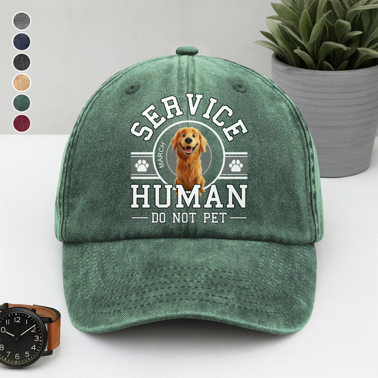 PSC01 Dog Service Human Do Not Pet - Personalized Custom Wash Denim Cap