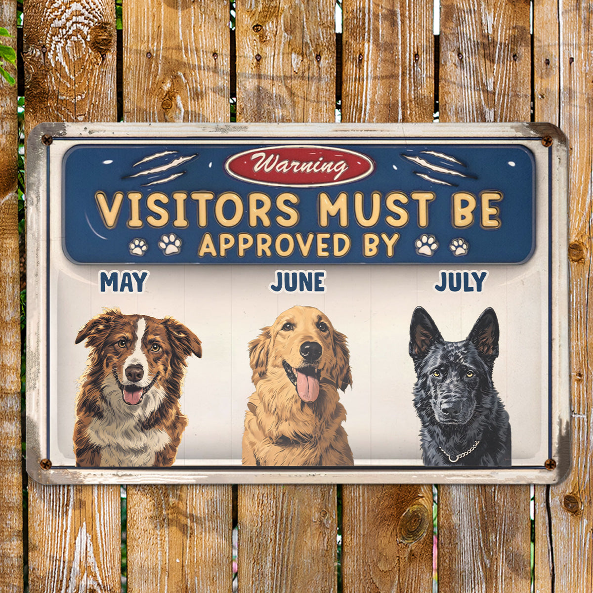 PSMT13 Warning Visitors Must Be Approved By Dog Lover-Personalized Custom Metal Sign 3D Inflated Effect