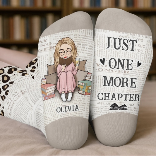PSSO03 Just One More Chapter Books Lover Bookworms-Personalized Custom Crew Socks