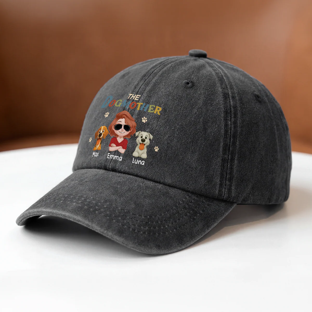 UPST41 The Dog Mother - Personalized Custom Wash Denim Cap