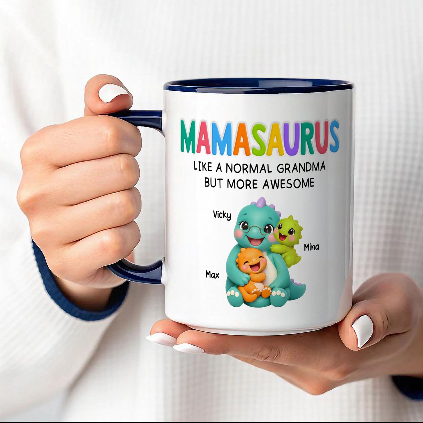 UPST08 Grandmasaurus Like Normal Grandma But More Awesome - Personalized White Mug Accent Mug
