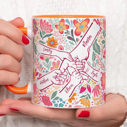 PST203 Happy Mother's Day Kids Holding Hand - Personalized White Mug Accent Mug