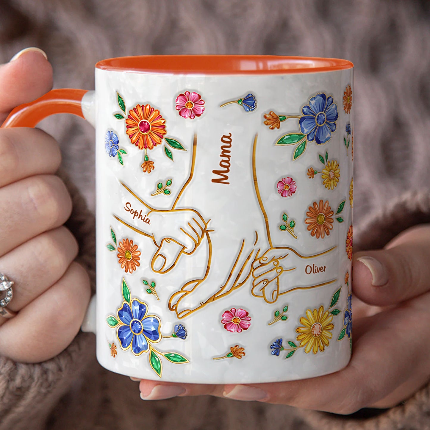 PST139 Hold My Hand 3D Inflated Effect Printed - Personalized White Mug Accent Mug