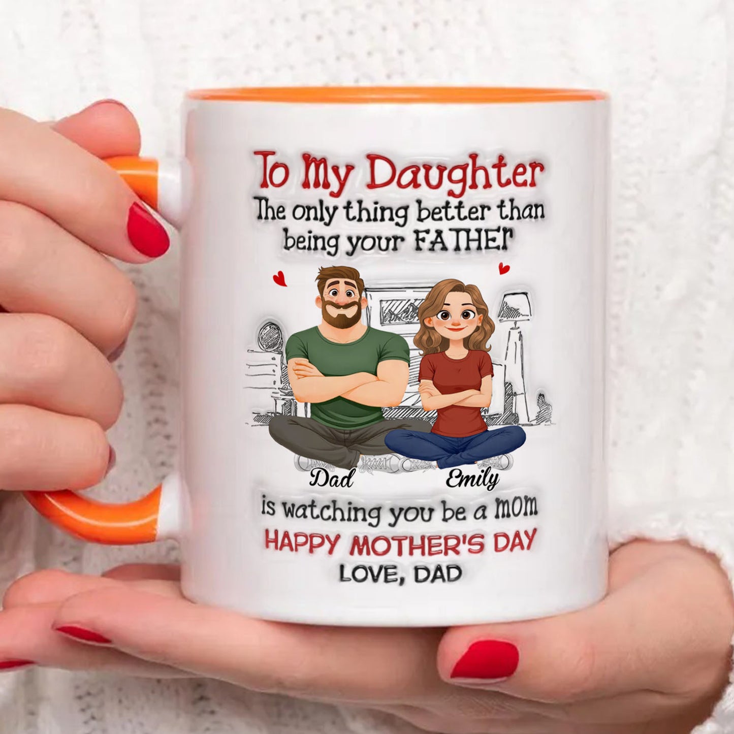 PST160 Watching You Be A Mom Happy Mother's Day - Personalized White Mug Accent Mug