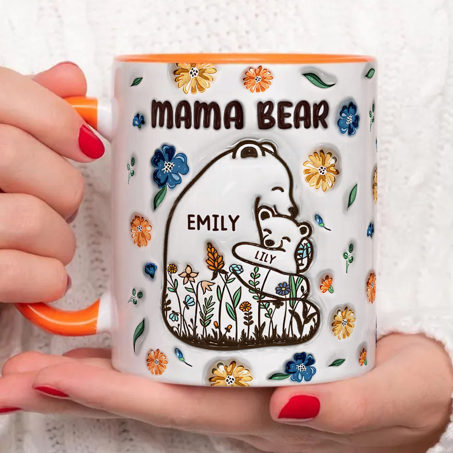 PST198 Mama Bear Grandma Bear - Personalized White Mug Accent Mug