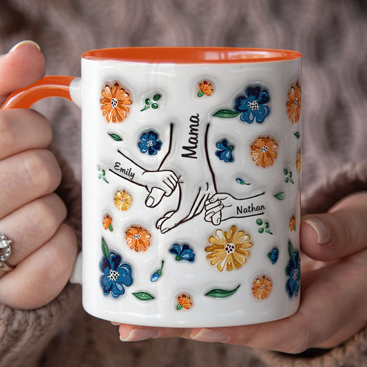 PST136 Hold My Hand 3D Inflated Effect Printed - Personalized White Mug Accent Mug