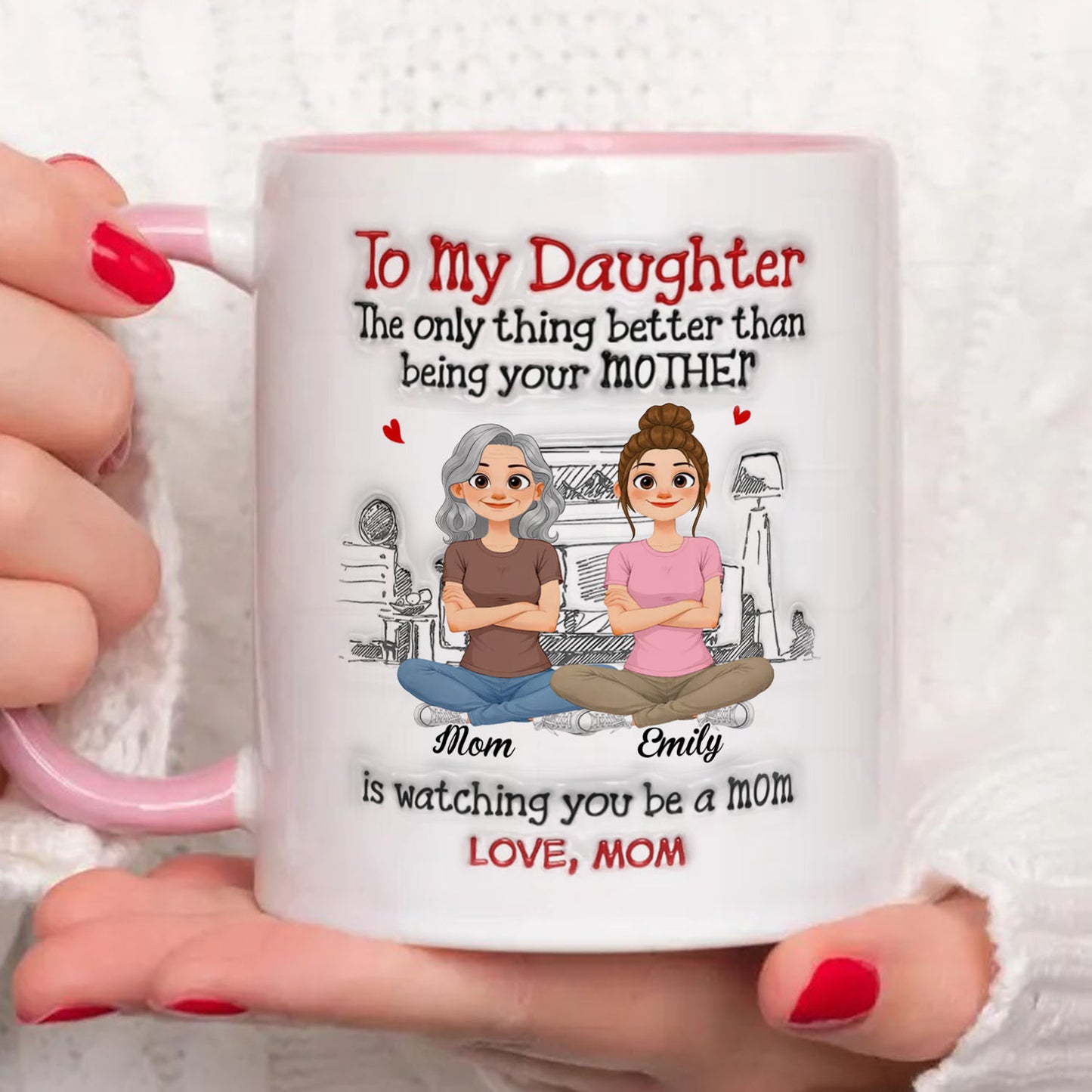 PST164 Watching You Be A Mom Love Mom  - Personalized White Mug Accent Mug