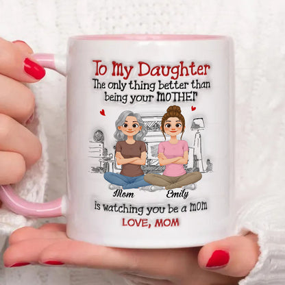 PST164 Watching You Be A Mom Love Mom  - Personalized White Mug Accent Mug