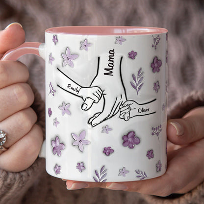 PST141 Hold My Hand 3D Inflated Effect Printed - Personalized White Mug Accent Mug