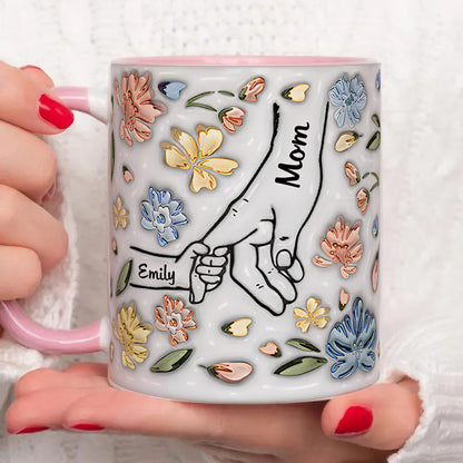 PST202 Hold My Hand 3D Inflated Effect Printed - Personalized White Mug Accent Mug