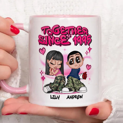 PST182 Y2K Couple Graffiti Style - Personalized White Mug Accent Mug