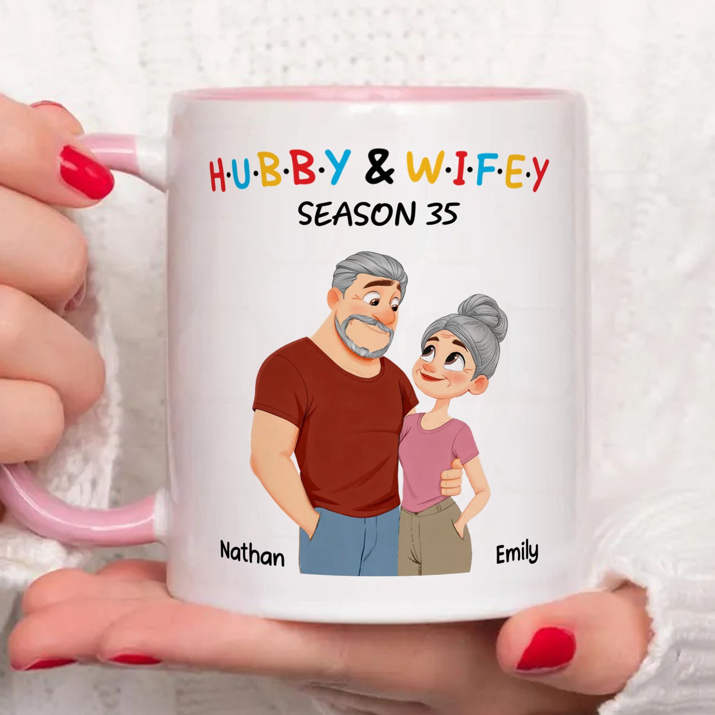 PST181 Hubby and Wifey - White Mug Accent Mug