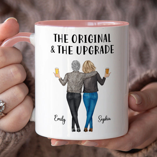 PST146 The Original & The Upgrade - Personalized White Mug Accent Mug