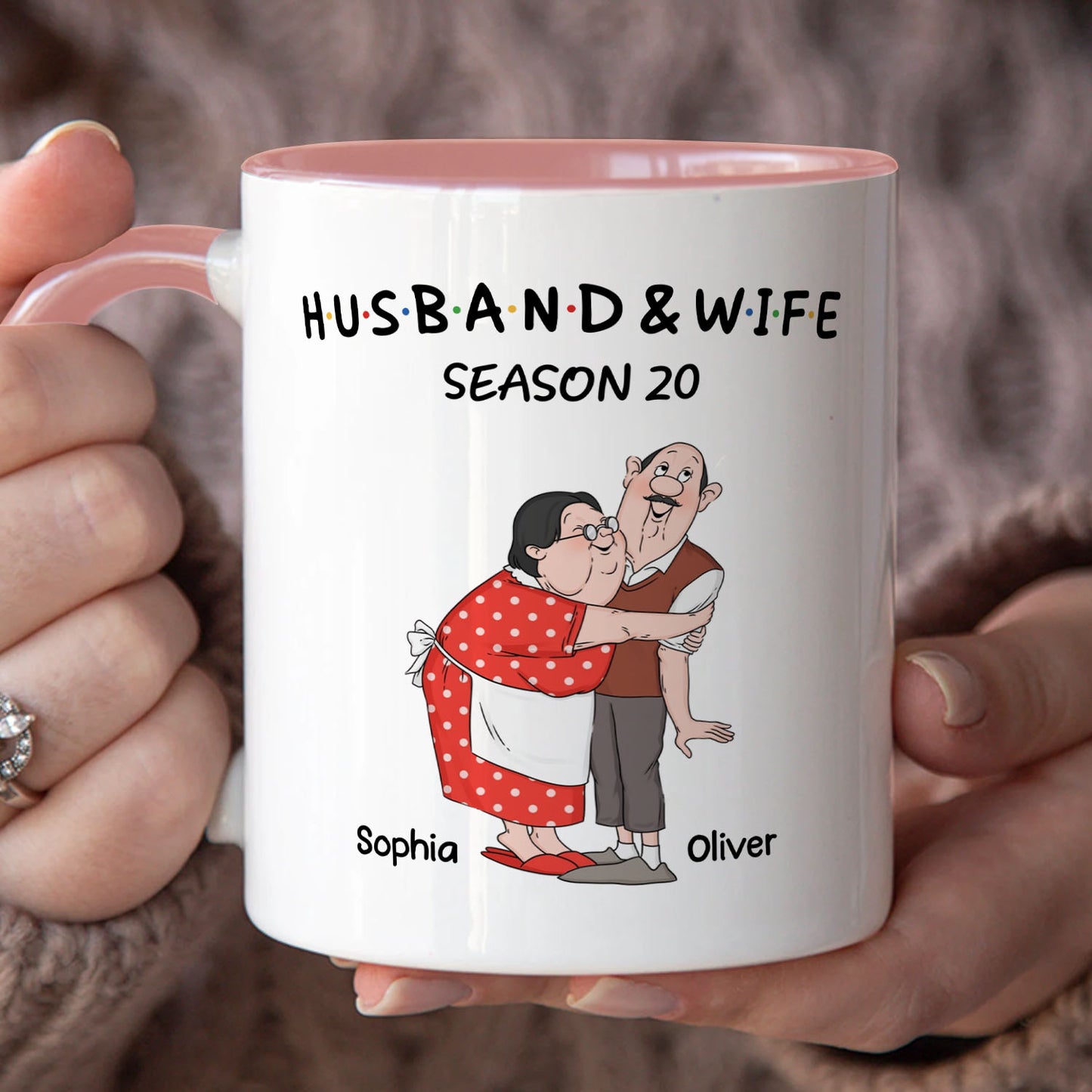 PST129 Hubby and Wifey Old Funny Couple - White Mug Accent Mug