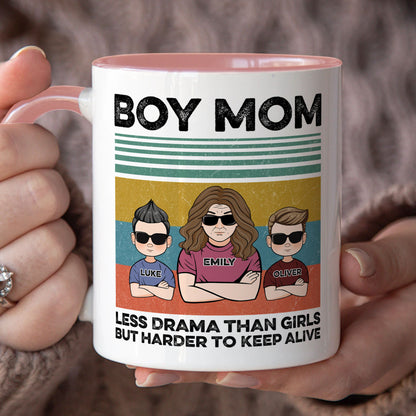 PST154 Boy Mom Less Drama Than Girls But Harder To Keep Alive  - Personalized White Mug Accent Mug