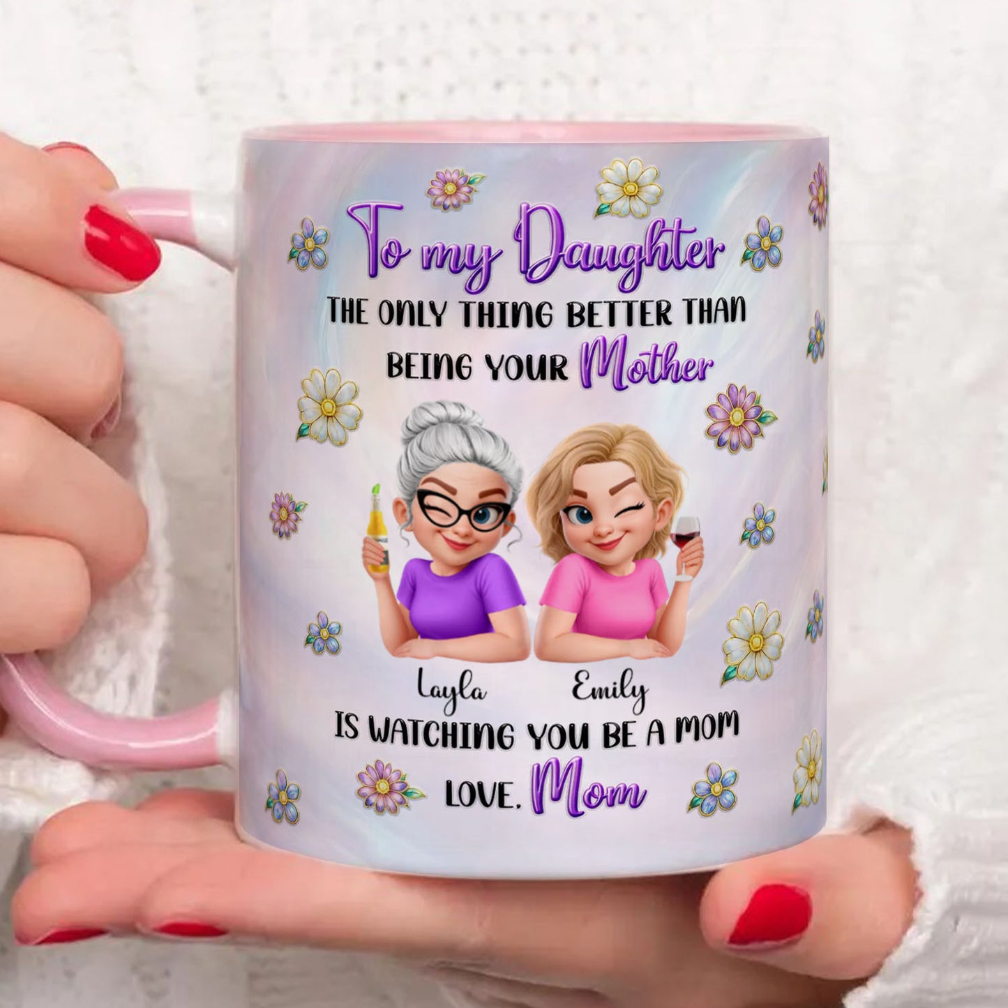 PST208 Happy Mother's Day Mom & Daughter - Personalized White Mug Accent Mug