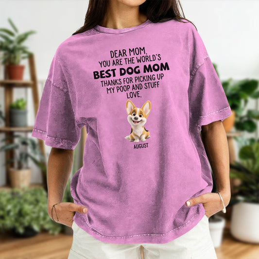 ETT2680a Thanks For Picking Up My Poop And Stuff Love - Personalized Custom Washed T-shirt