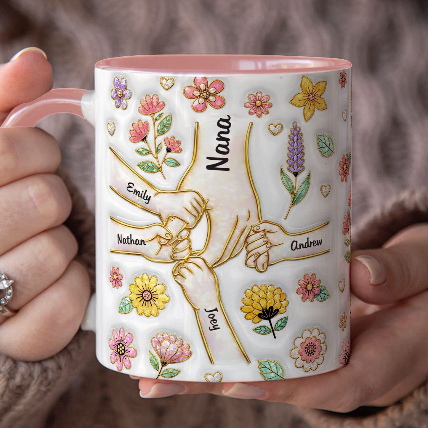 PST157 Hold My Hand 3D Inflated Effect Printed - Personalized White Mug Accent Mug