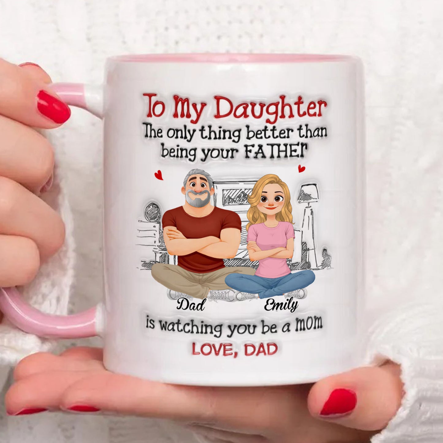 PST159 Watching You Be A Mom Love Dad  - Personalized White Mug Accent Mug