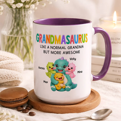 UPST08 Grandmasaurus Like Normal Grandma But More Awesome - Personalized White Mug Accent Mug
