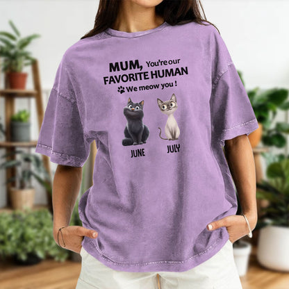 Miah1512 Dad Mom You're My Favorite Human I Meow You - Personalized Custom Washed T-shirt
