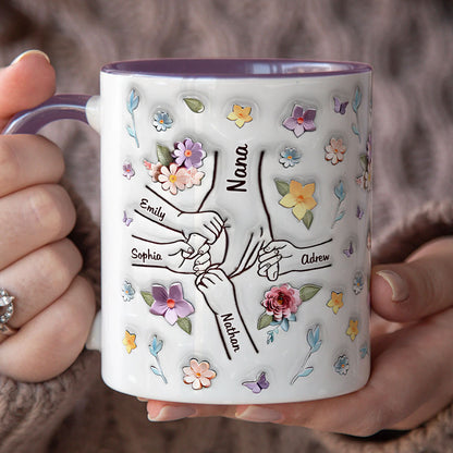 PST190 Hold My Hand 3D Inflated Effect Printed - Personalized White Mug Accent Mug