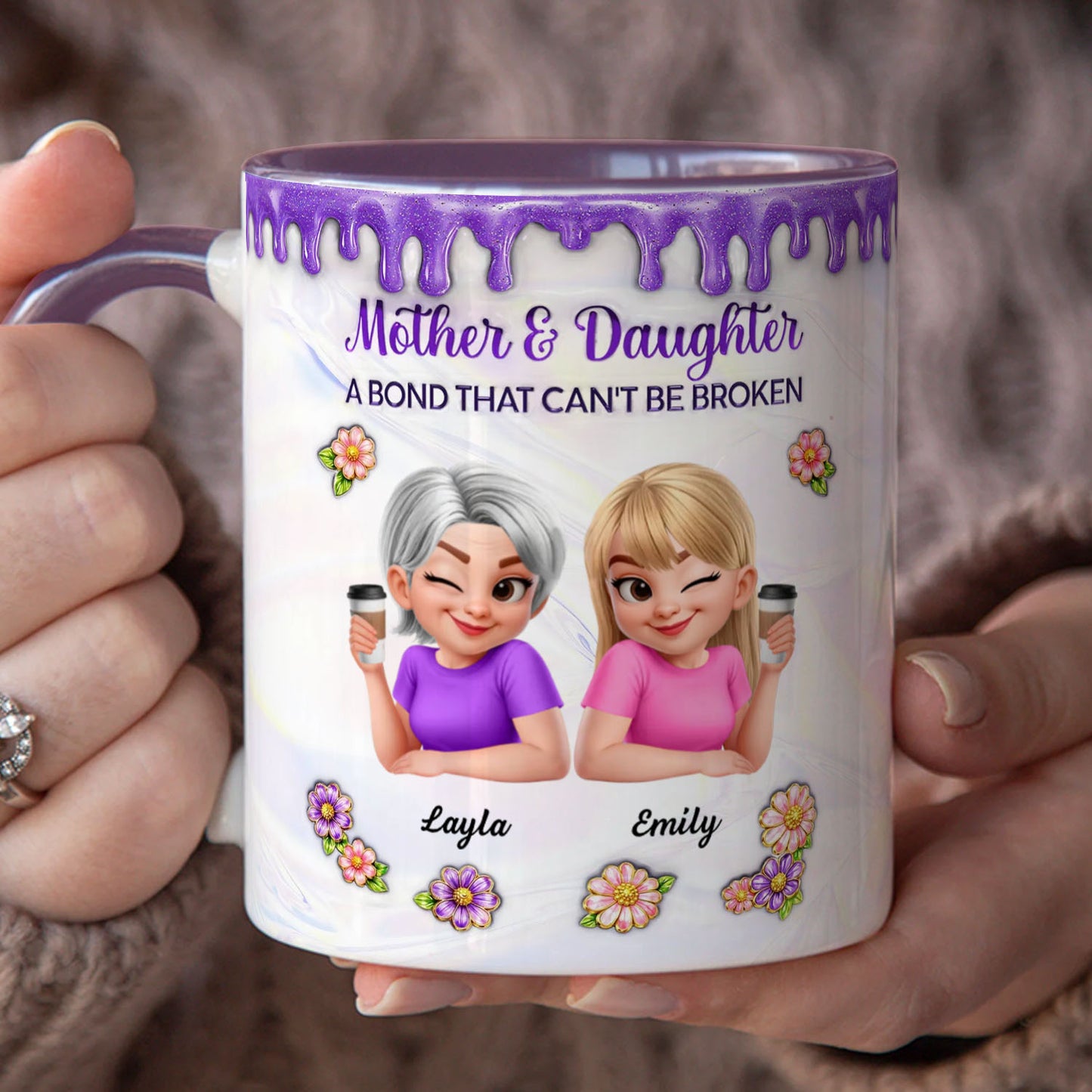 PST207 Mother & Daughter A Bond That Can't Be Broken - Personalized White Mug Accent Mug