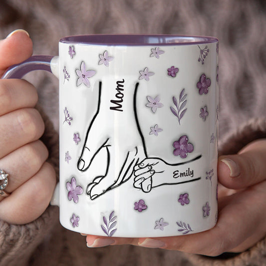 PST141 Hold My Hand 3D Inflated Effect Printed - Personalized White Mug Accent Mug