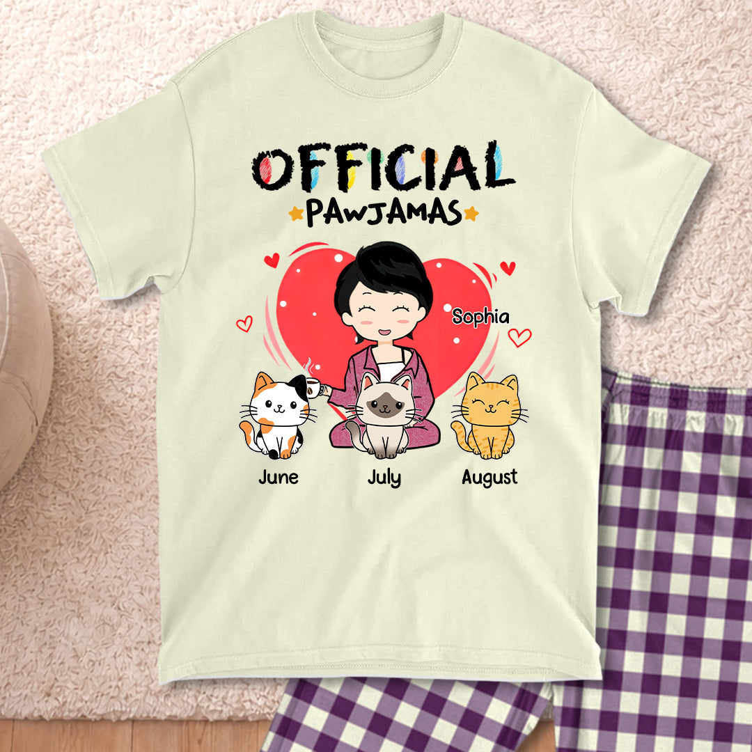 PST107 Sleep Shirt Cat Lover-Personalized Custom Pajama Set