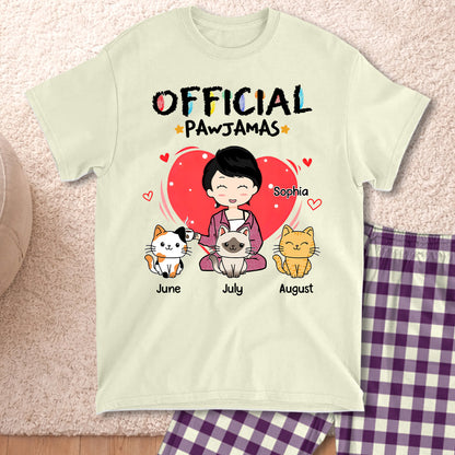 PST107 Sleep Shirt Cat Lover-Personalized Custom Pajama Set