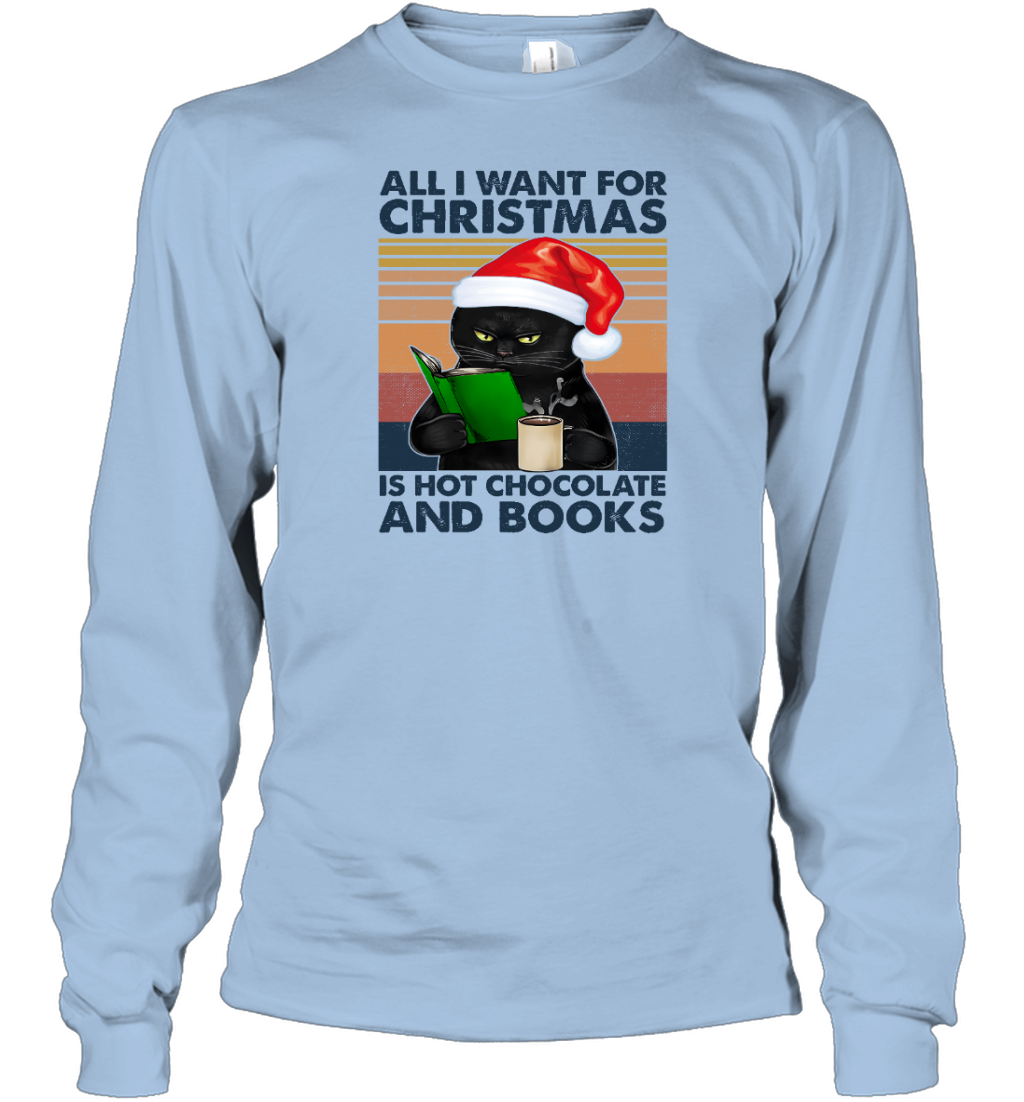Miah888a All I Want For Christmas Is Hot Chocolate And Books Cat