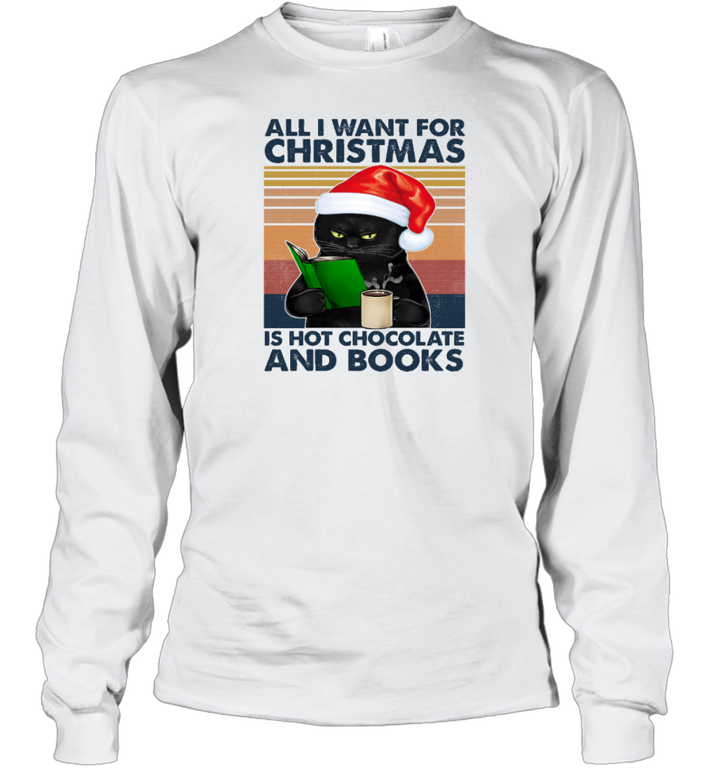Miah888a All I Want For Christmas Is Hot Chocolate And Books Cat