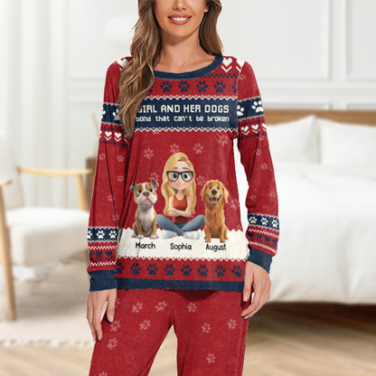 PSTPA05 A Girl And Her Dog A Bond That Can't Be Broken - Personalized Custom Pajama Set