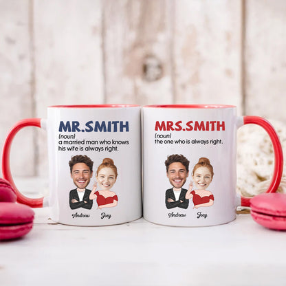 PST115 Mr And Mrs Married - White Mug Accent Mug (Double-sided print: one side for him, one side for her)