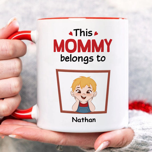 PST196 This Mommy Grandma Belongs To - Personalized White Mug Accent Mug