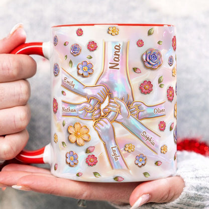 PST205 Hold My Hand 3D Inflated Effect Printed - Personalized White Mug Accent Mug
