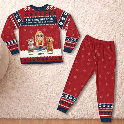 PSTPA05 A Girl And Her Dog A Bond That Can't Be Broken - Personalized Custom Pajama Set