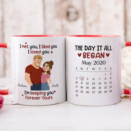 PST199 I Met You I Liked You I Love You - Personalized White Mug Accent Mug