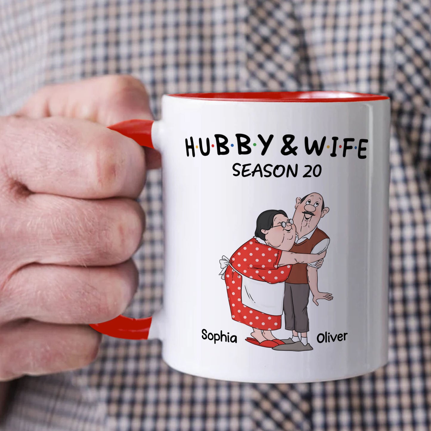 PST129 Hubby and Wifey Old Funny Couple - White Mug Accent Mug