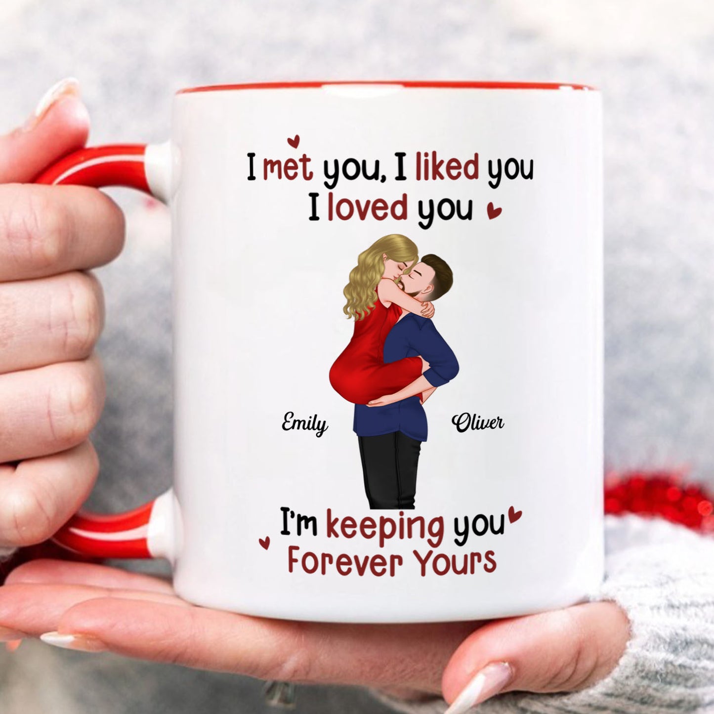 PST168 I Met You I Liked You I Love You - Personalized White Mug Accent Mug
