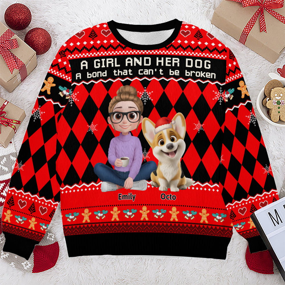 PSTS72 A Girl And Her Dog A Bond That Can't Be Broken - Personalized Custom Sweater