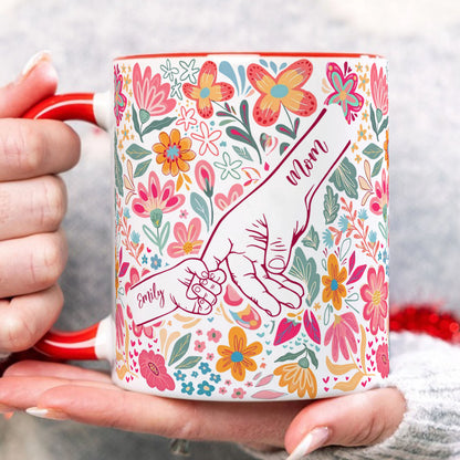PST203 Happy Mother's Day Kids Holding Hand - Personalized White Mug Accent Mug
