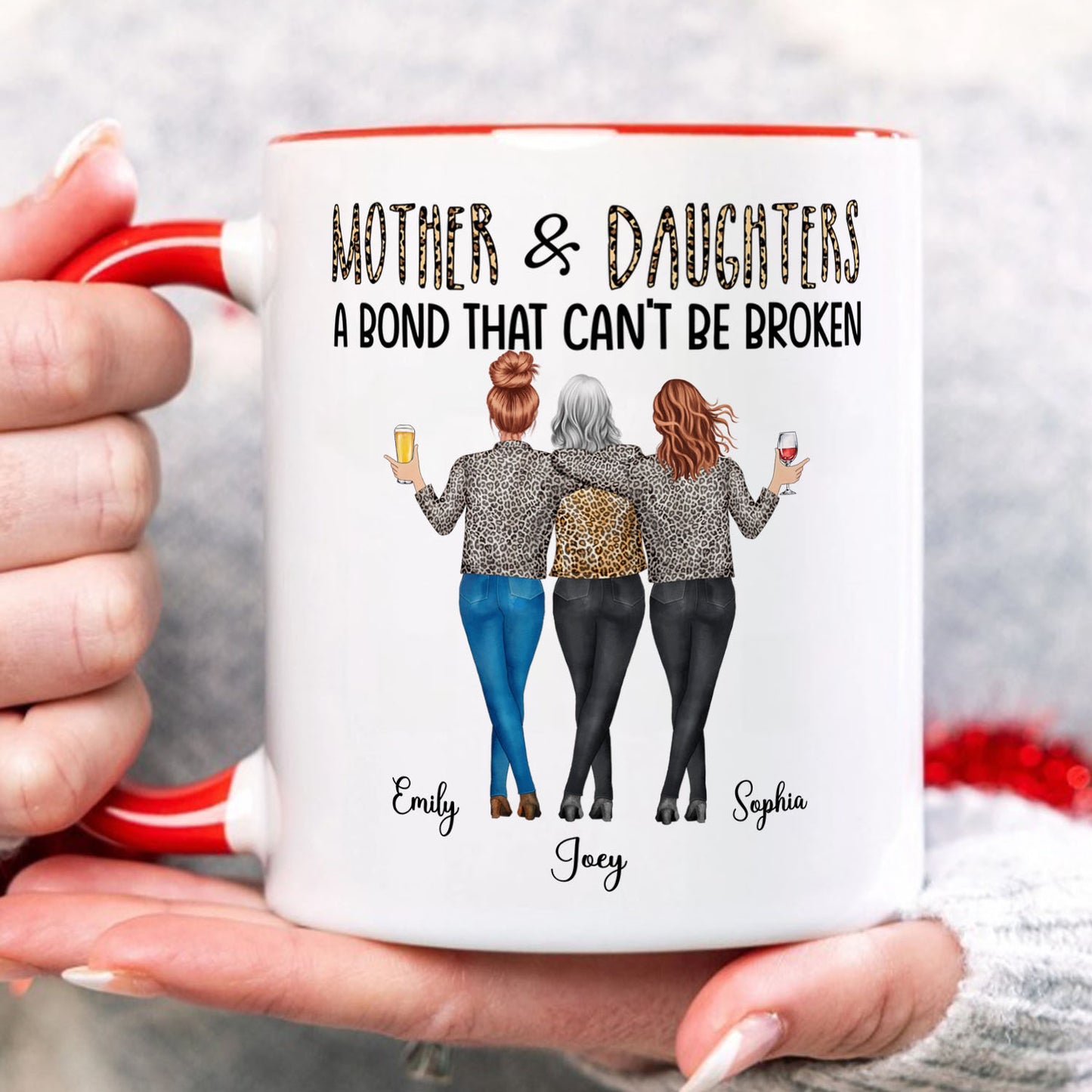 PST192 Mother & Daughters A Bond That Can't Be Broken - Personalized White Mug Accent Mug