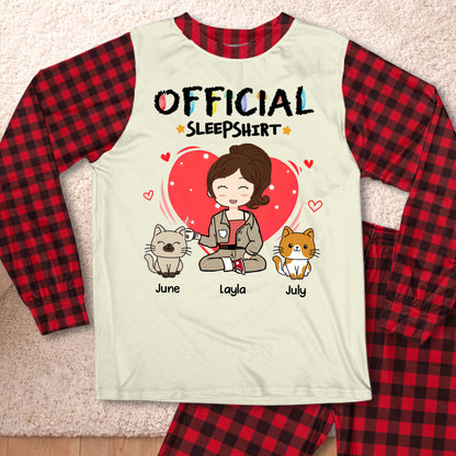 PST107 Sleep Shirt Cat Lover-Personalized Custom Pajama Set