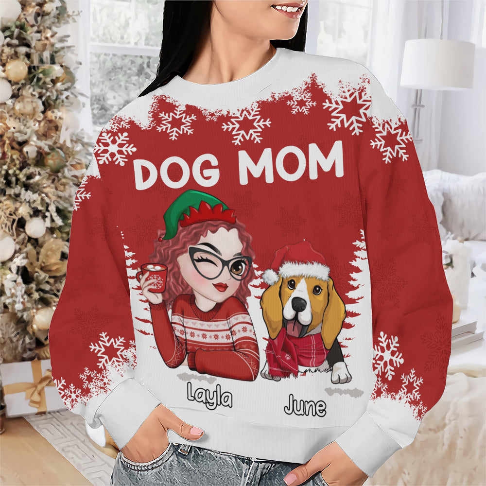 PSTS67 Dog Mom Dog Mum 2D Christmas - Personalized Custom Sweater
