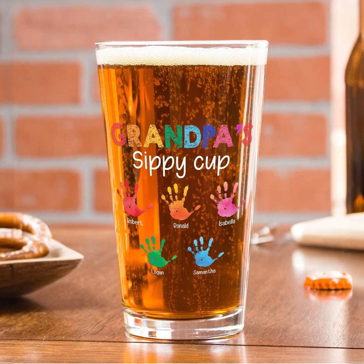 VPST14 Happy Father's Day Grandpa's Sippy Cup - Personalized Beer Glass