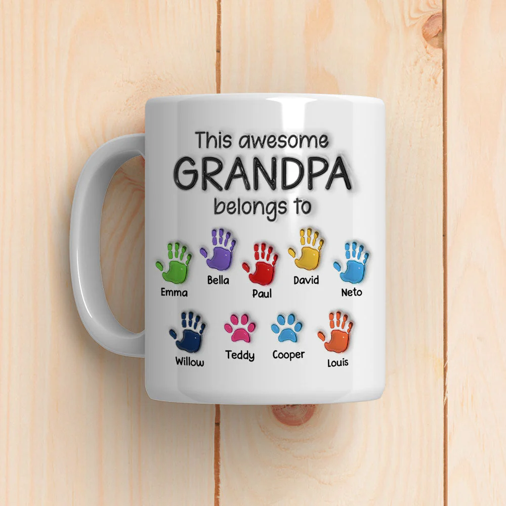 UPST22 This Awesome Dad Grandpa Belongs To - Personalized White Mug Accent Mug