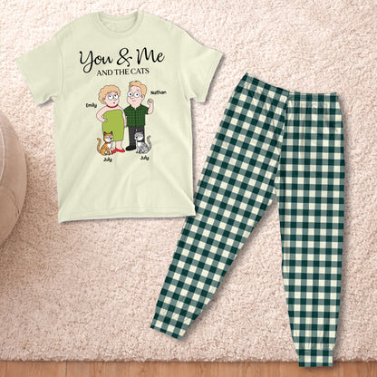 PSTPA11 You Me And The Cat - Personalized Custom Pajama Set