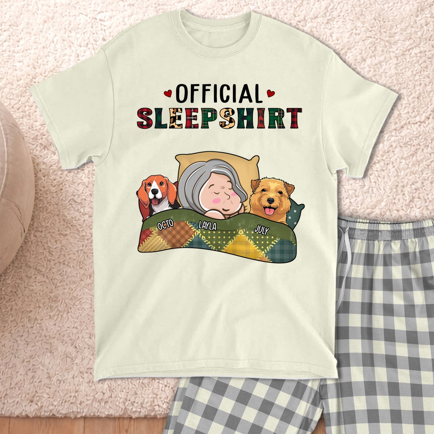 PSTPA04 Official Sleepshirt Dog Lover - Personalized Custom Raglan Pajama Set