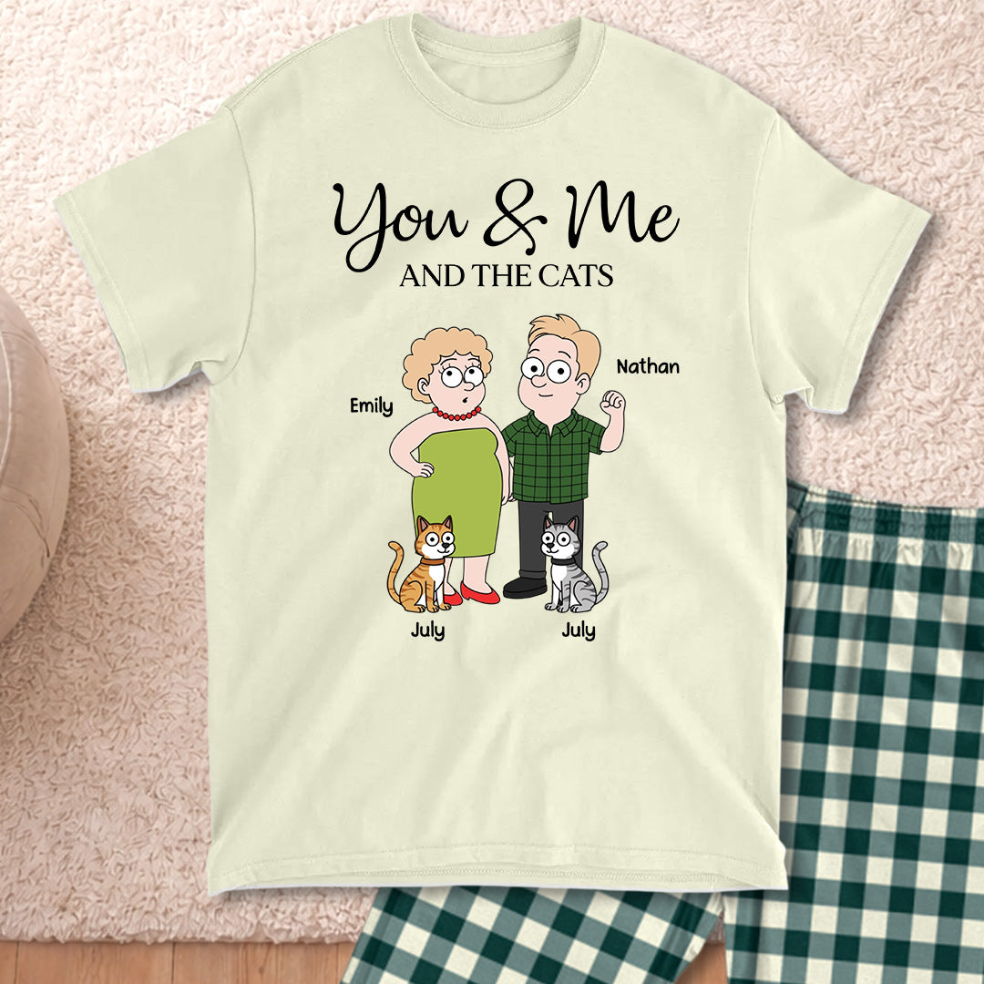 PSTPA11 You Me And The Cat - Personalized Custom Pajama Set